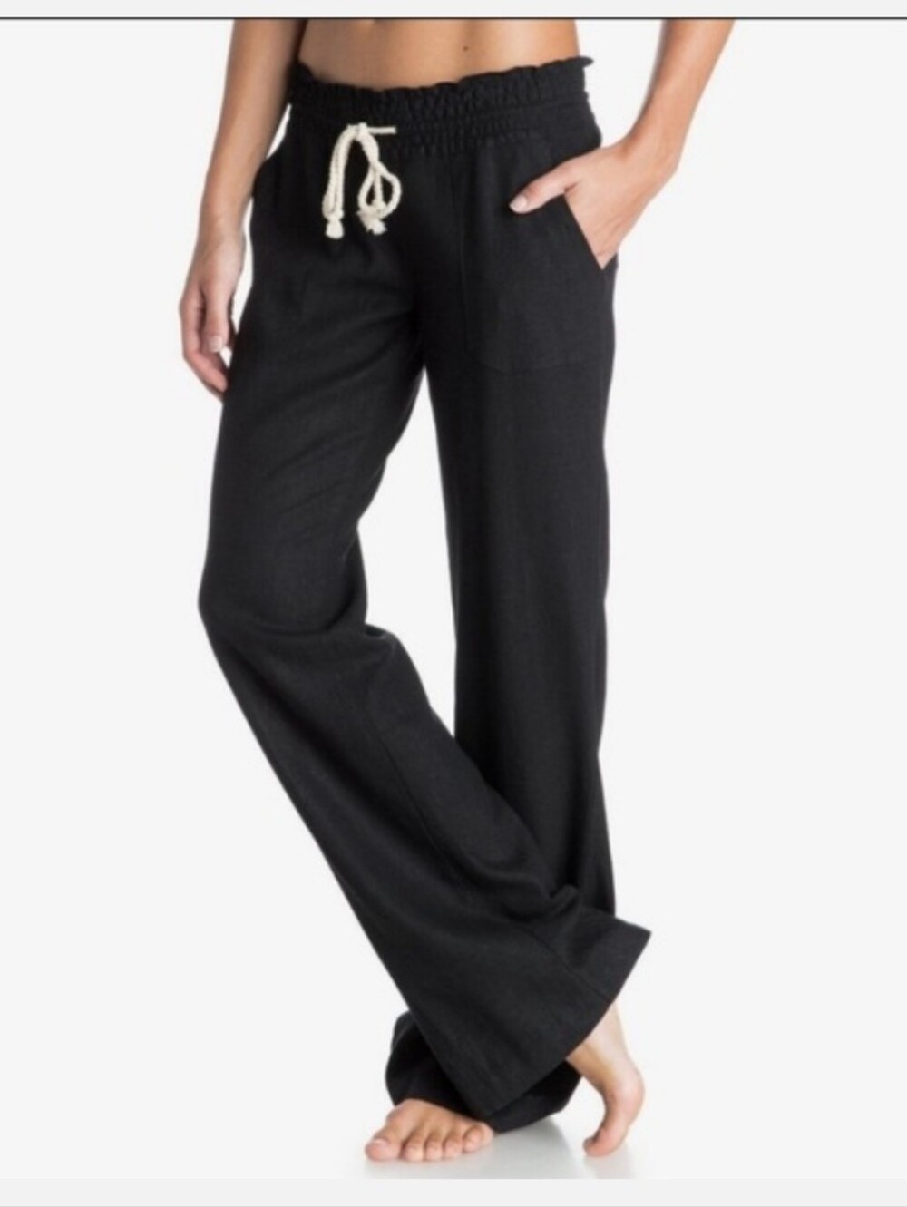 Roxy Black Drawstring Wide-Leg Trousers
